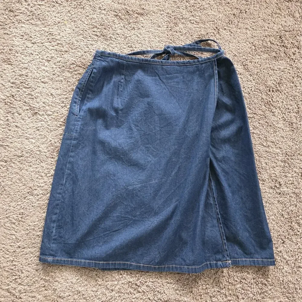 Vintage Old Navy Denim Wrap Skirt Womens 6 Y2K Minimalist Boho Beach